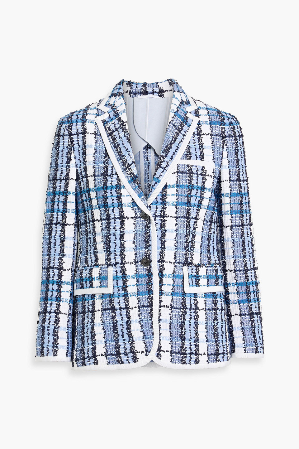 thom browne - checked cotton-blend tweed blazer - blue - it 38