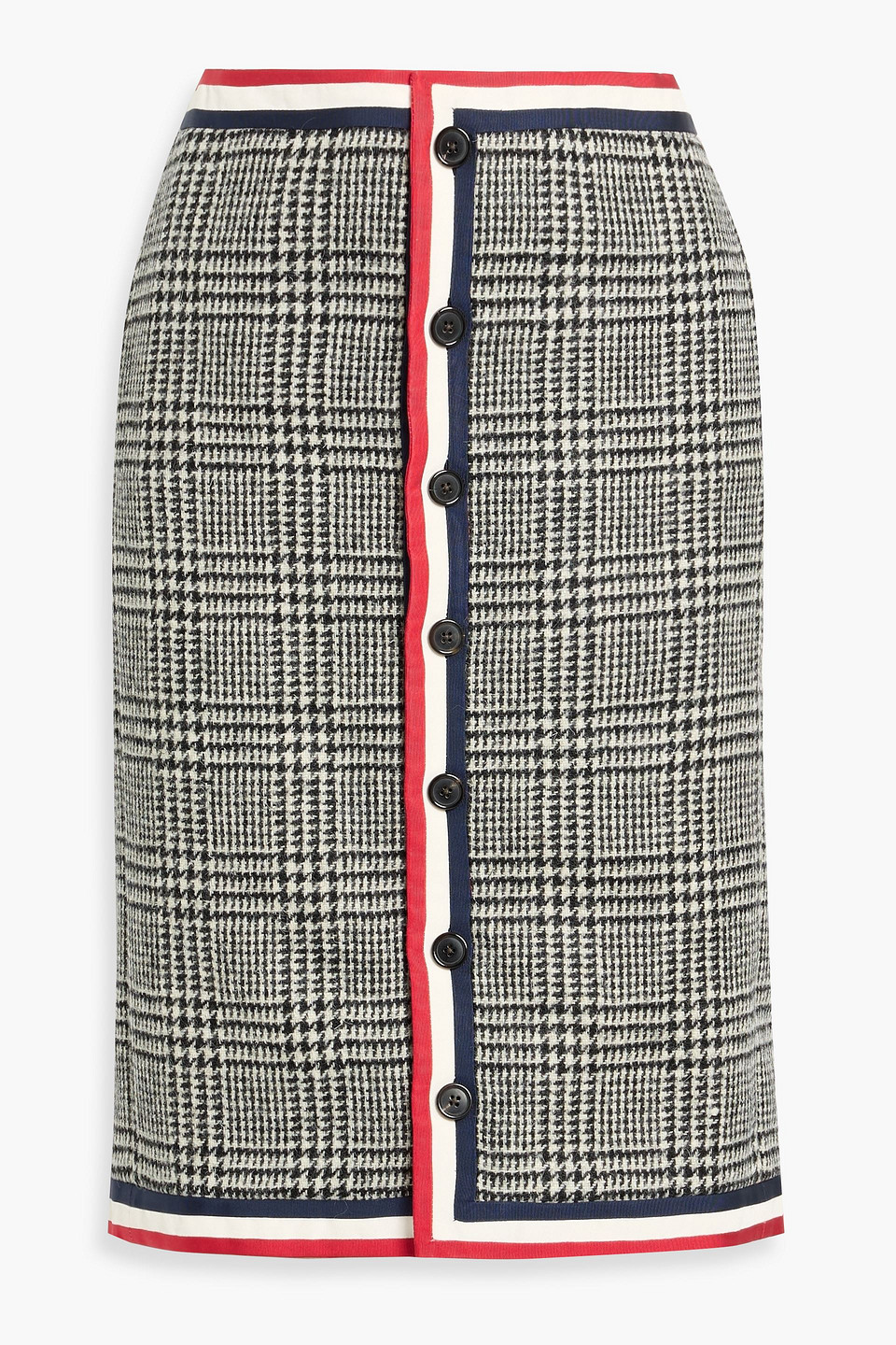 thom browne - prince of wales checked wool-felt skirt - black - it 38