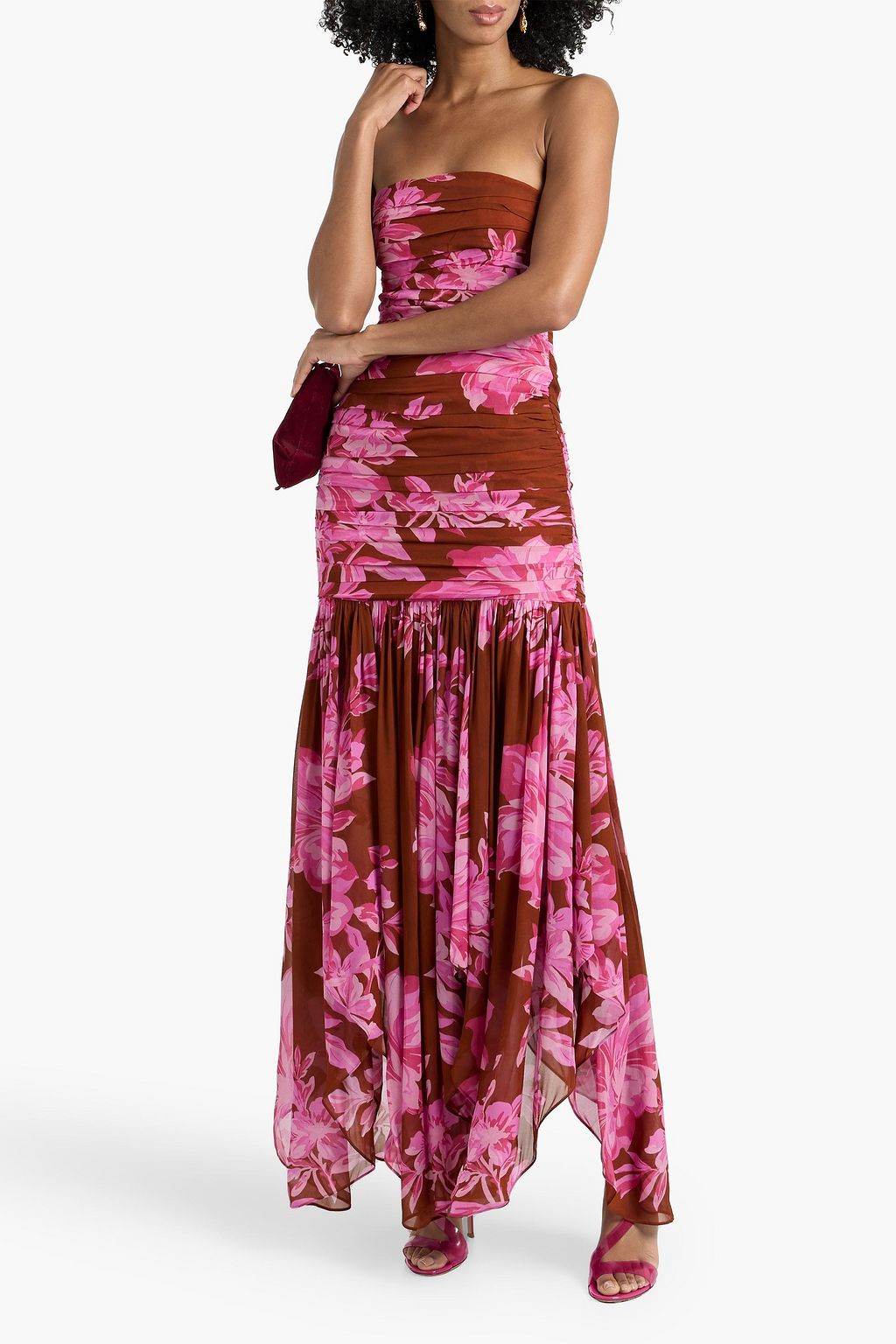 sachin and babi light blue dress Blush Floral Embroidered Chiffon One Shoulder Midi Dress – AX Paris main image 1