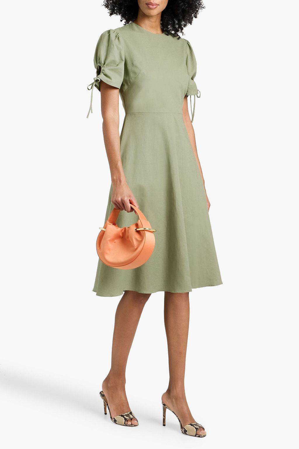 Mikael Aghal Cotton and linen-blend dress - Women - Sage green Dresses - US 6