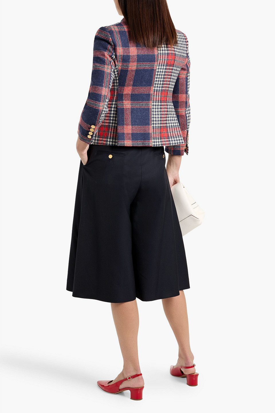 Thom Browne Checked Wool Blazer In Blue