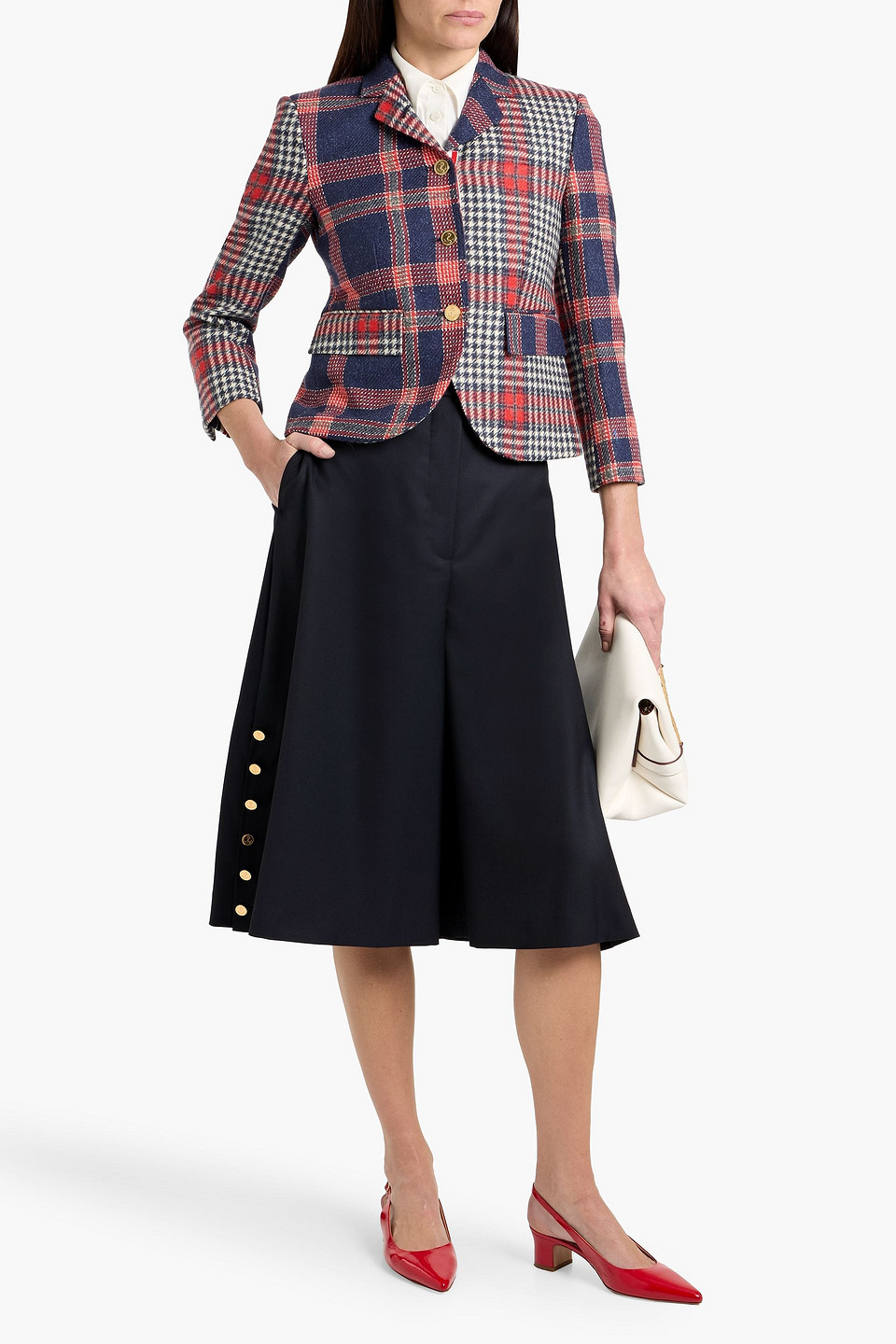 Thom Browne Checked Wool Blazer In Blue