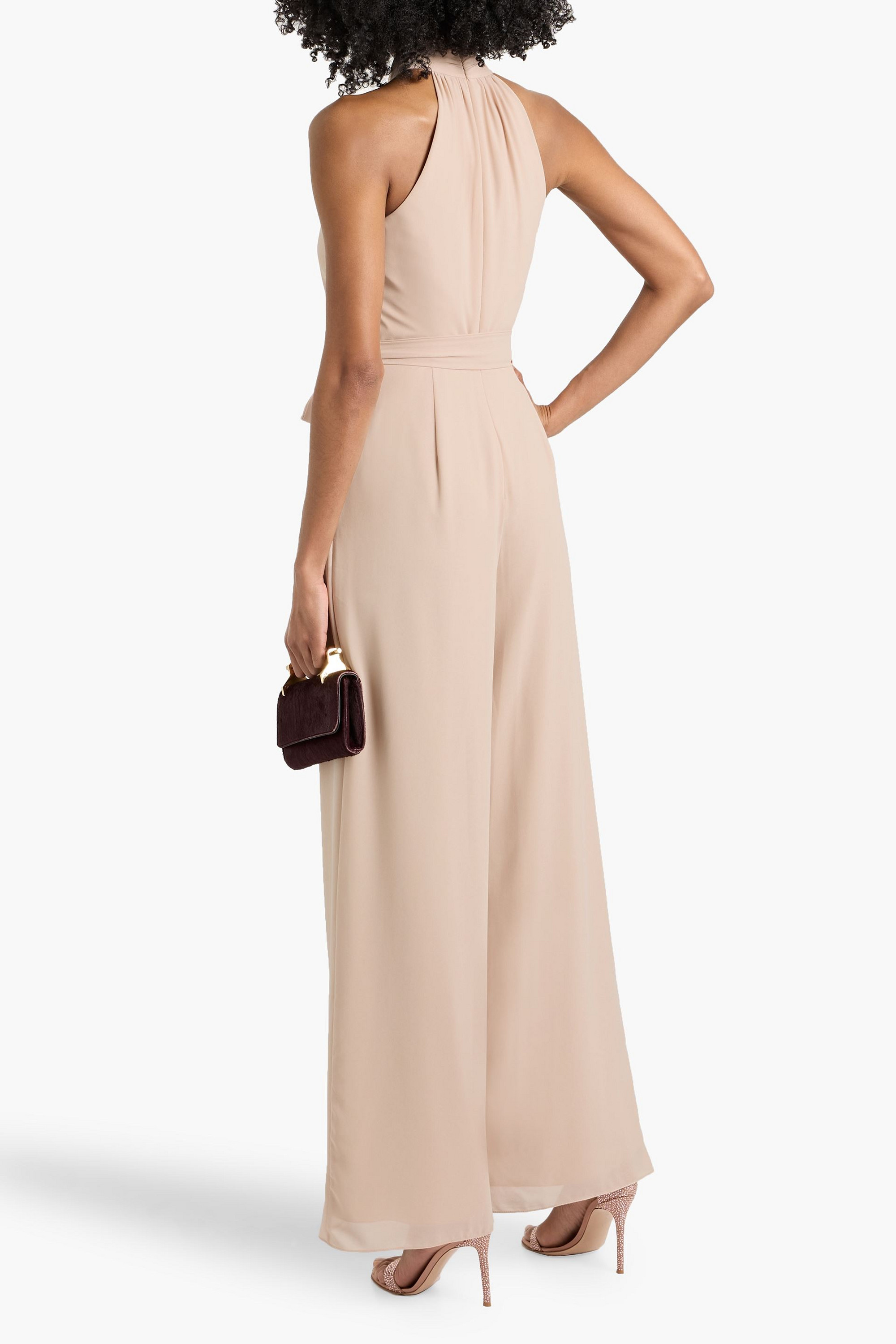 MIKAEL AGHAL - Pleated crepe de chine wide-leg jumpsuit | Plush