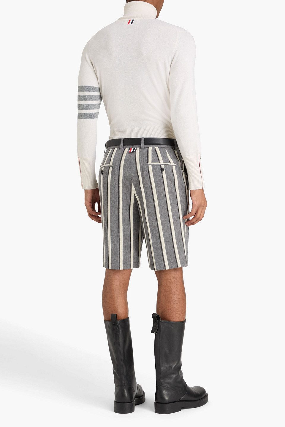  Thom Browne - Striped Twill Shorts - Gray - 2 