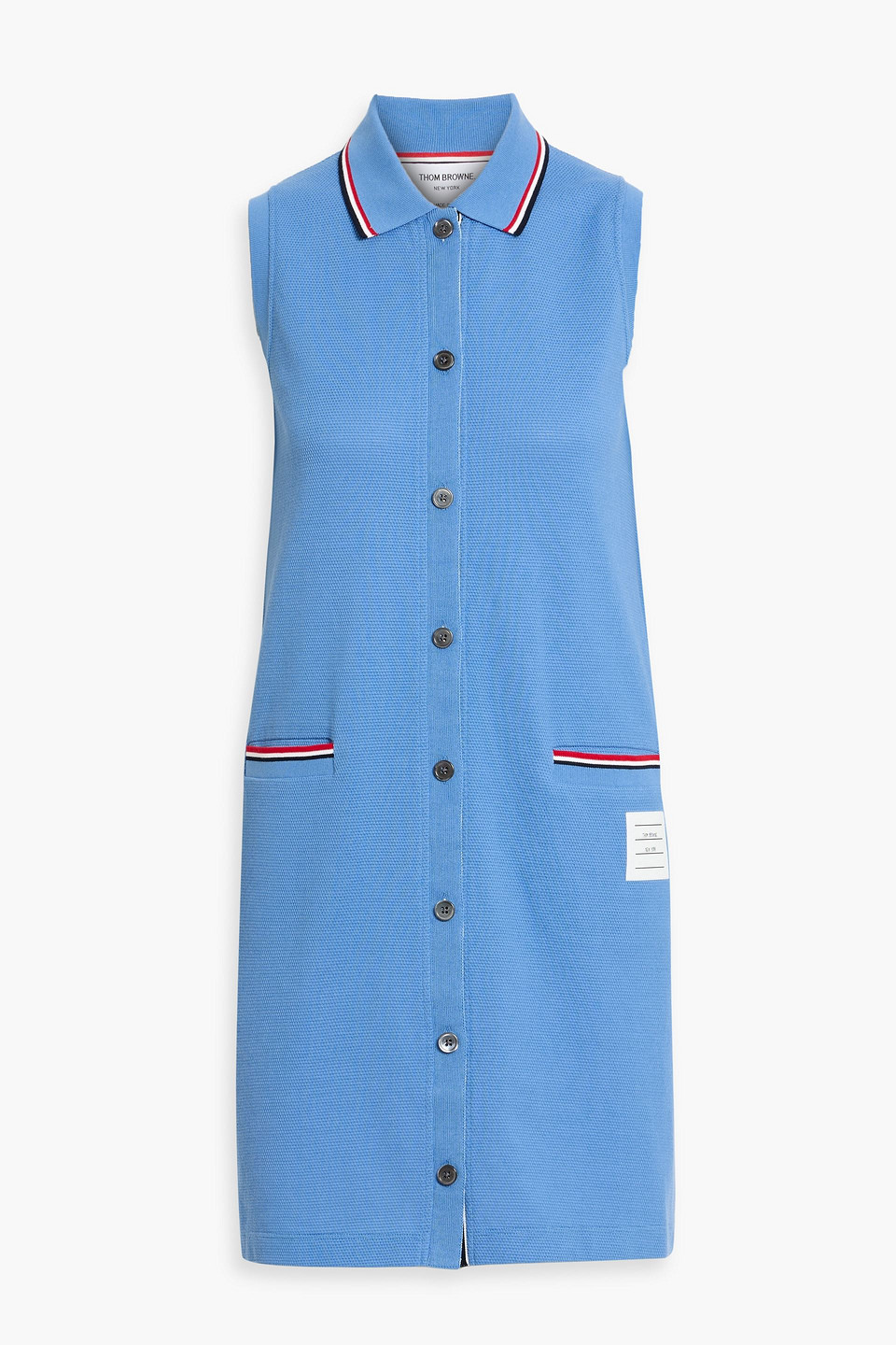 Thom Browne Cotton-piqué Mini Shirt Dress In Blue