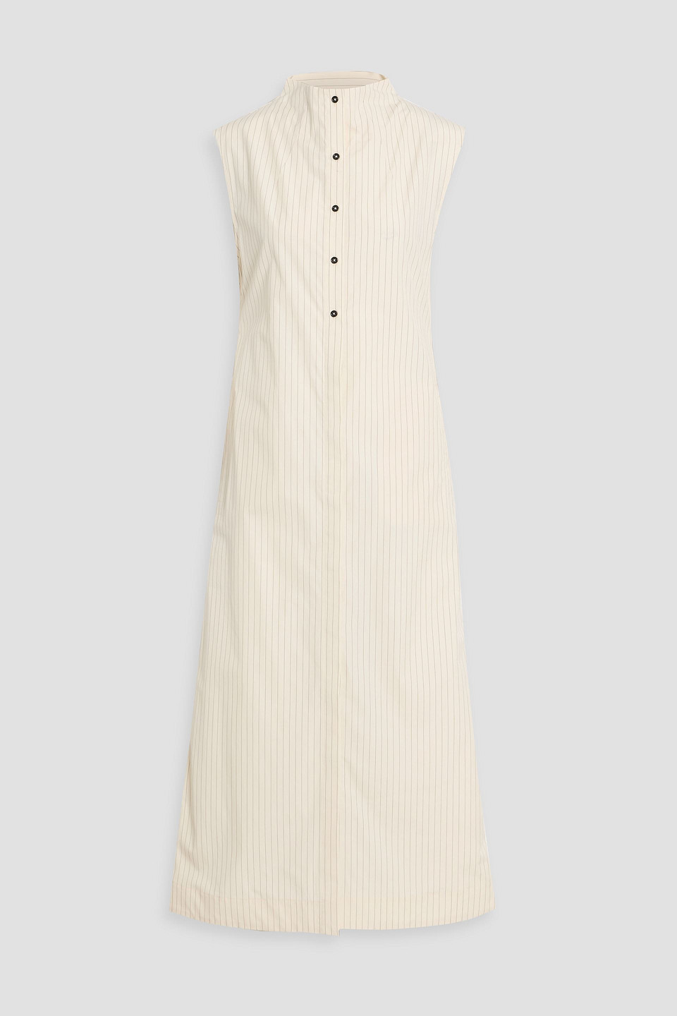loulou de saison - maui striped cotton-poplin midi dress - white - fr 34