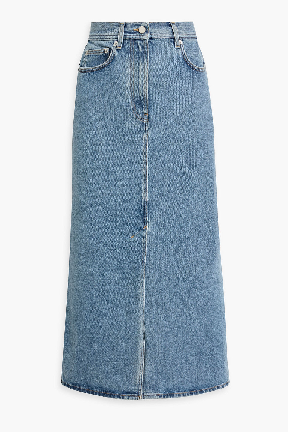 Loulou De Saison Denim Midi Skirt In Blue