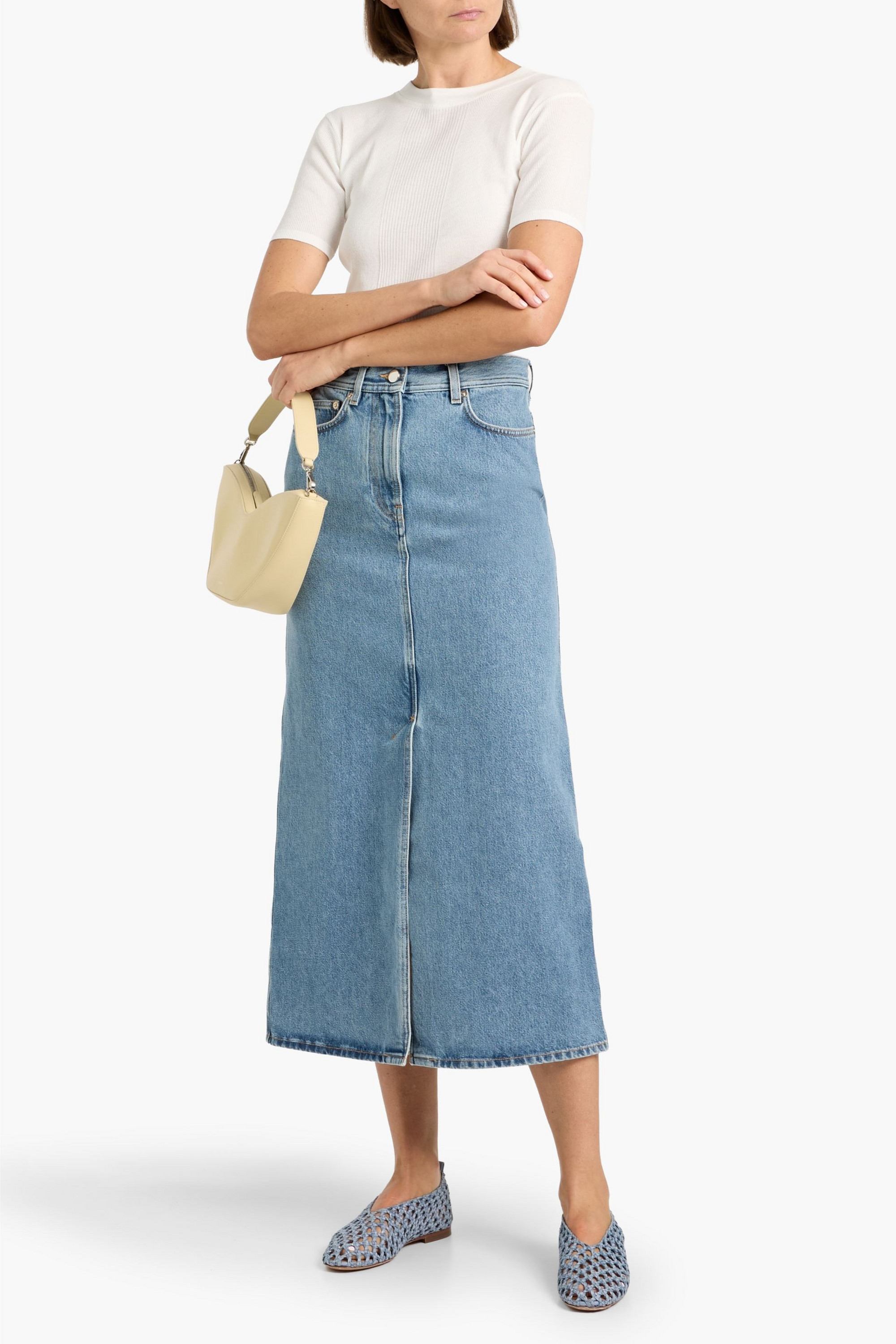 Loulou Studio Rona denim midi skirt