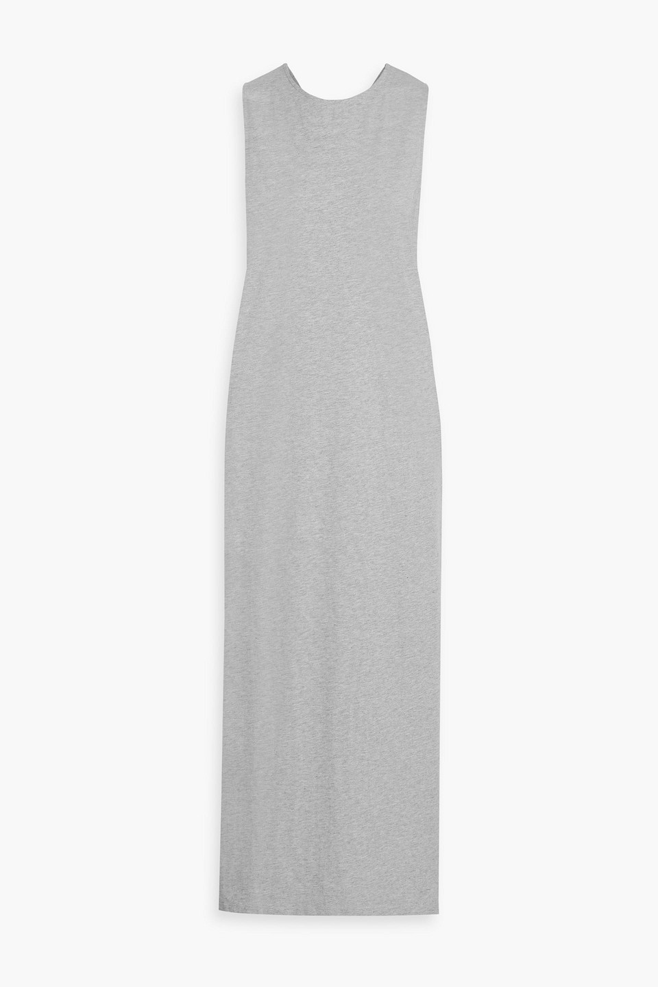 loulou de saison - rayna knotted pima cotton-jersey midi dress - gray - xs