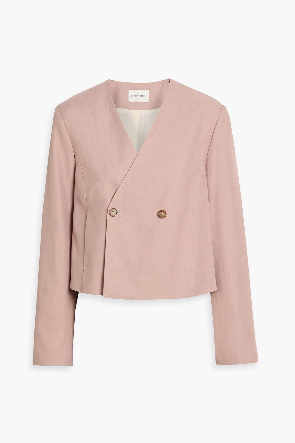 loulou de saison - malli double-breasted twill blazer - pink - fr 34