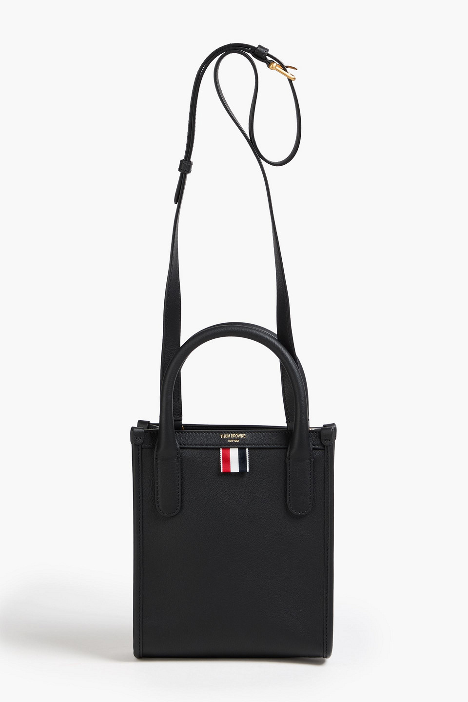 Thom Browne Pebbled-leather Tote In Black