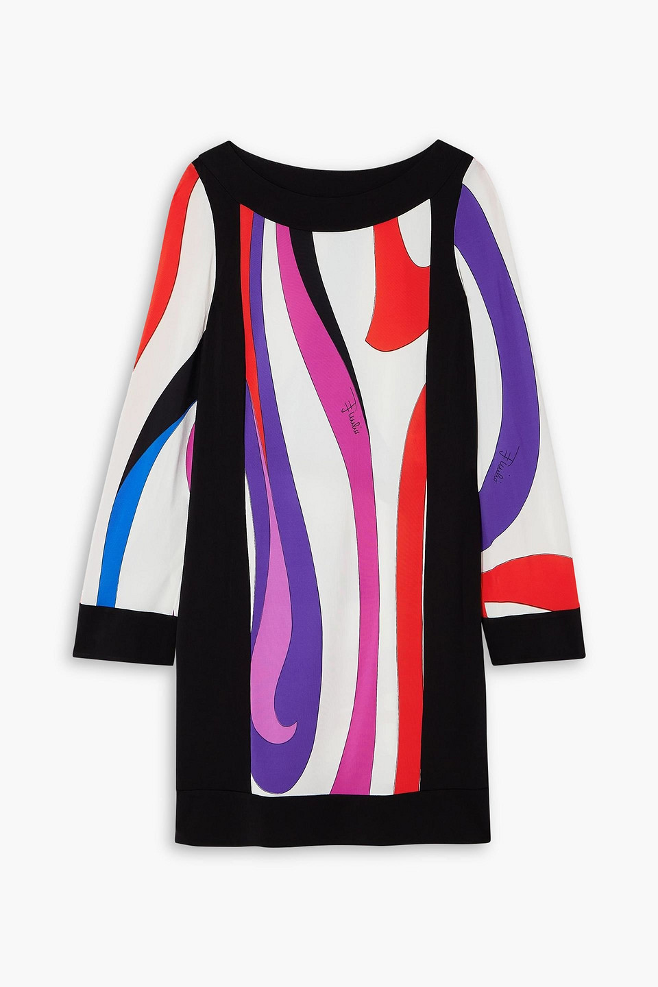 Pucci Marmo Printed Satin Mini Dress In Black