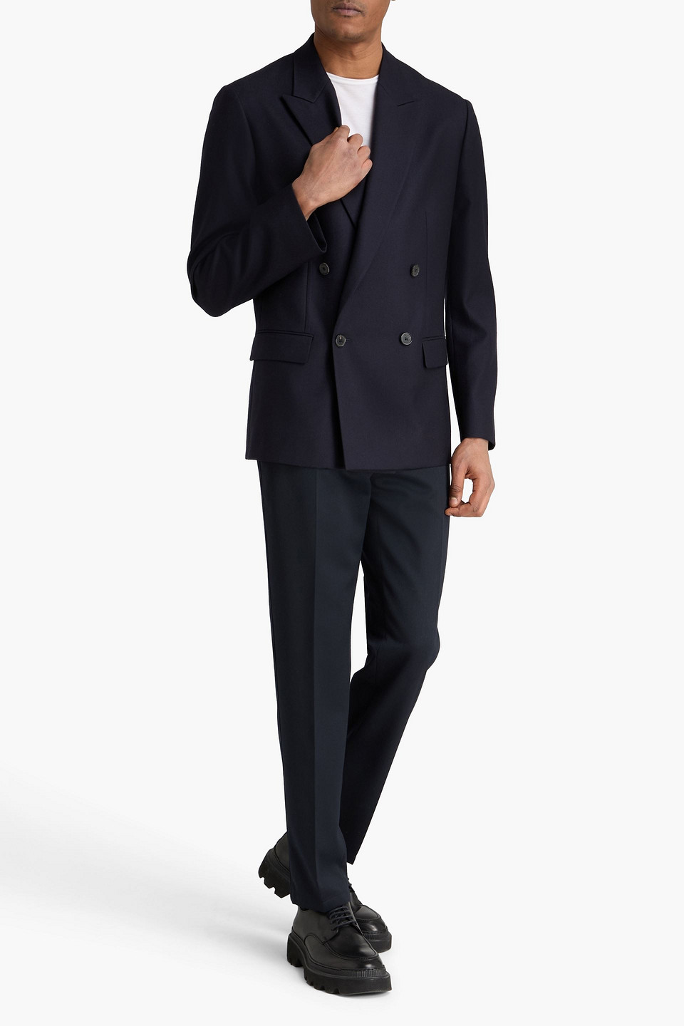  Frame - Double-breasted Wool-twill Blazer - Blue - S 