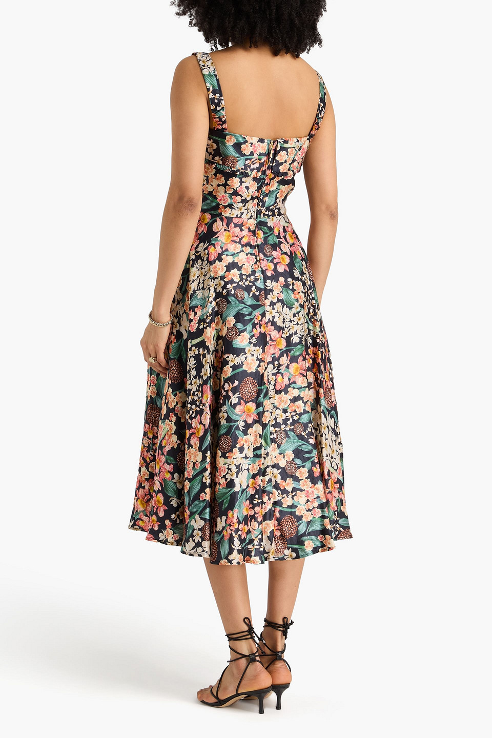  Agua By Agua Bendita - Midikleid Aus Satin Aus Einer Leinen-seidenmischung Mit Floralem Print - Blau - M 