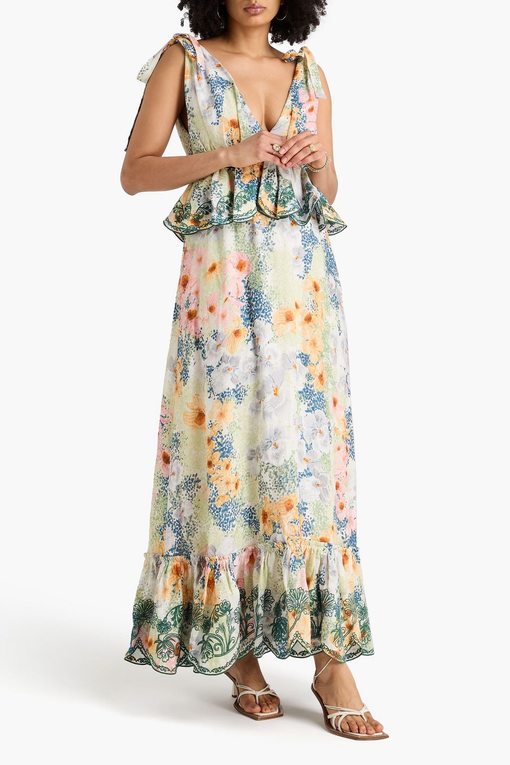 knee length dresses for ladies Agua by Agua Bendita Bisuteria Linen & Silk-Blend Maxi Dress