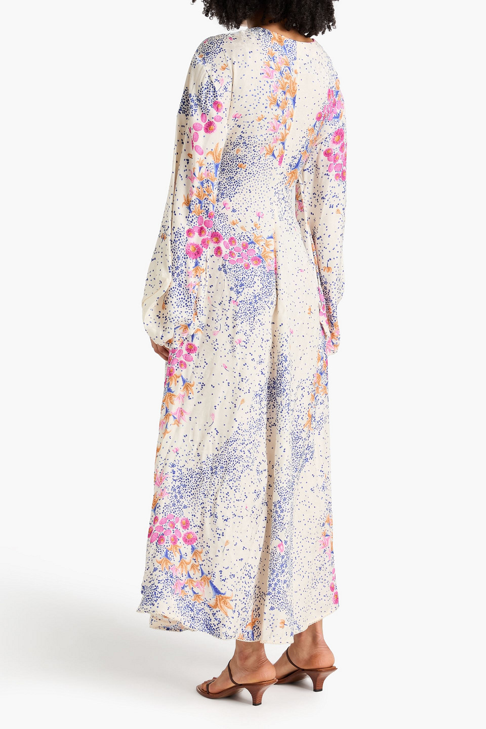  Agua By Agua Bendita - Maxikleid Aus Glänzendem Jacquard Mit Floralem Print, Cut-outs Und Verzierung - Weiß - M/l 