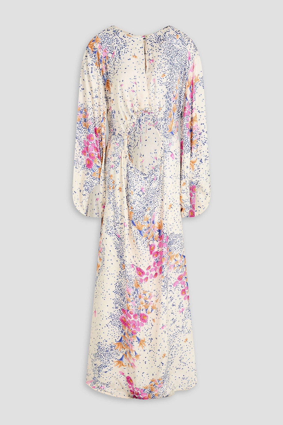 agua by agua bendita - antonieta capullo embellished cutout floral-print satin-jacquard kaftan - white - m/l