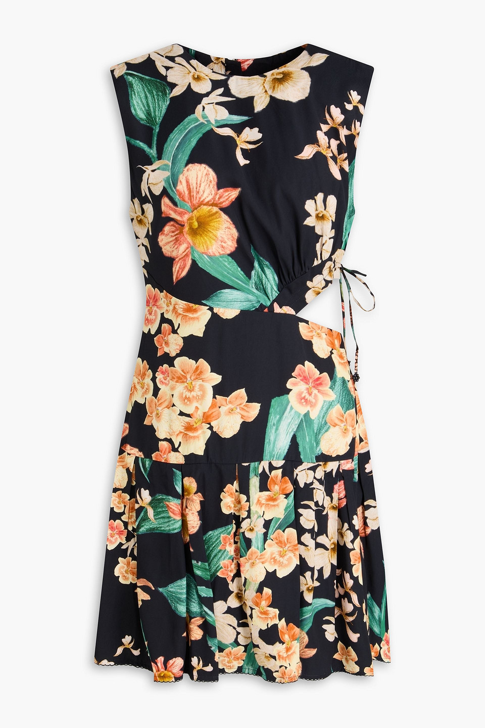 agua by agua bendita - otono danza cutout floral-print twill mini dress - black - xs
