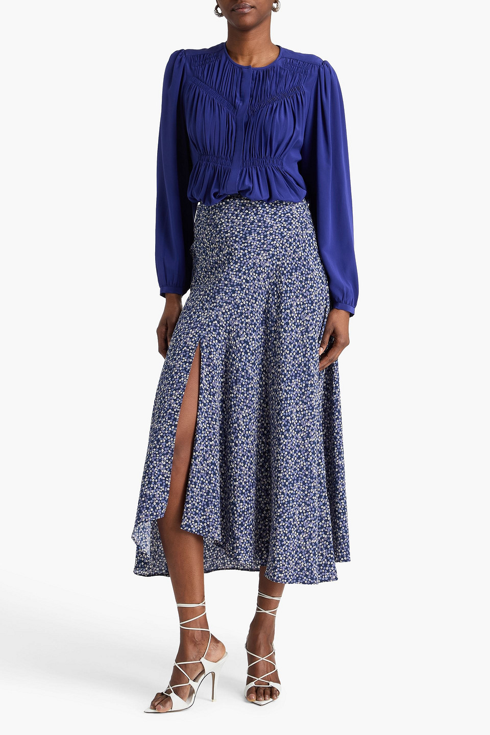  Isabel Marant - Printed Silk-blend Maxi Skirt - Blue - Fr 34 