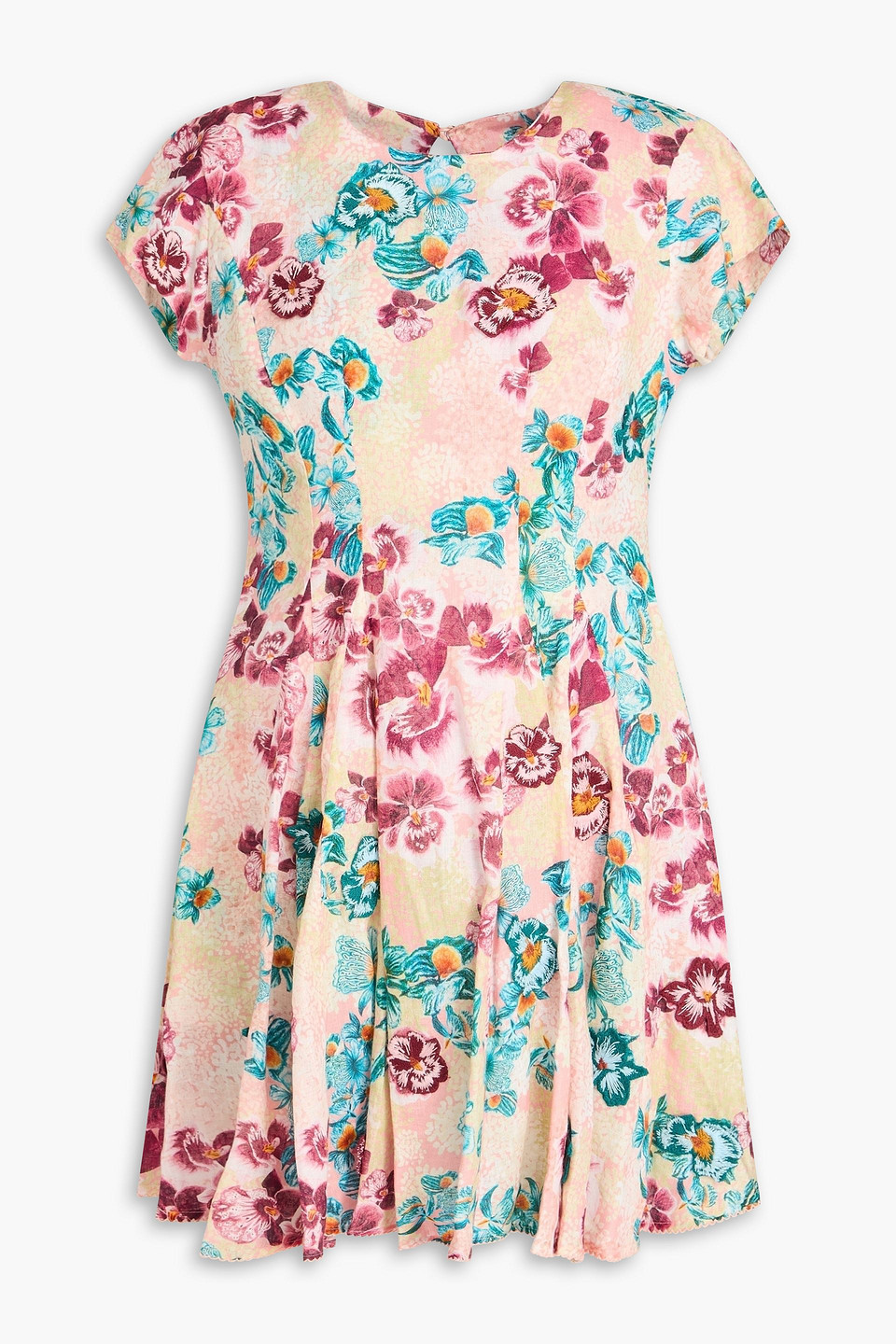 agua by agua bendita - pupe prado embroidered floral-print linen mini dress - pink - xs