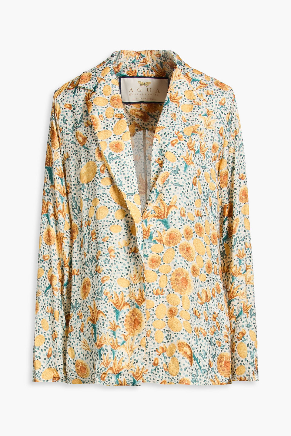 agua by agua bendita - silice capullo floral-print ecovero™-blend jacquard shirt - yellow - s
