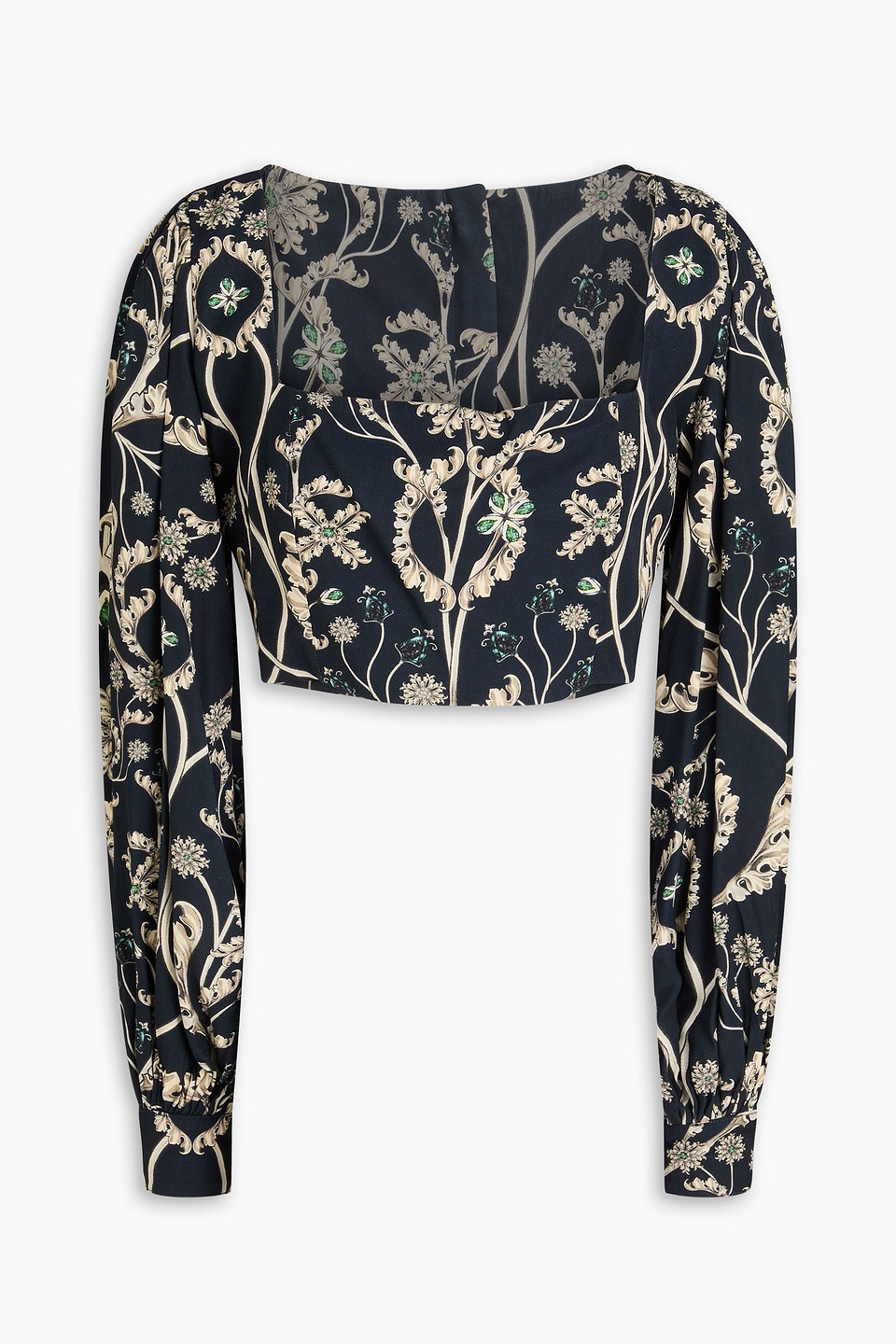 Agua By Agua Bendita Pera Gema Cropped Printed Twill Top In Blue