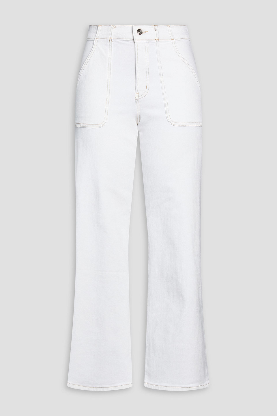 Frame The Modern Pocket High-rise Flared Jeans In White