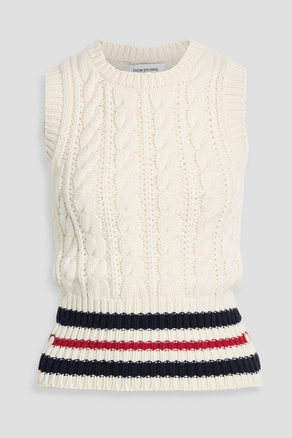 Thom Browne Cable-knit Cashmere Vest In Neutral