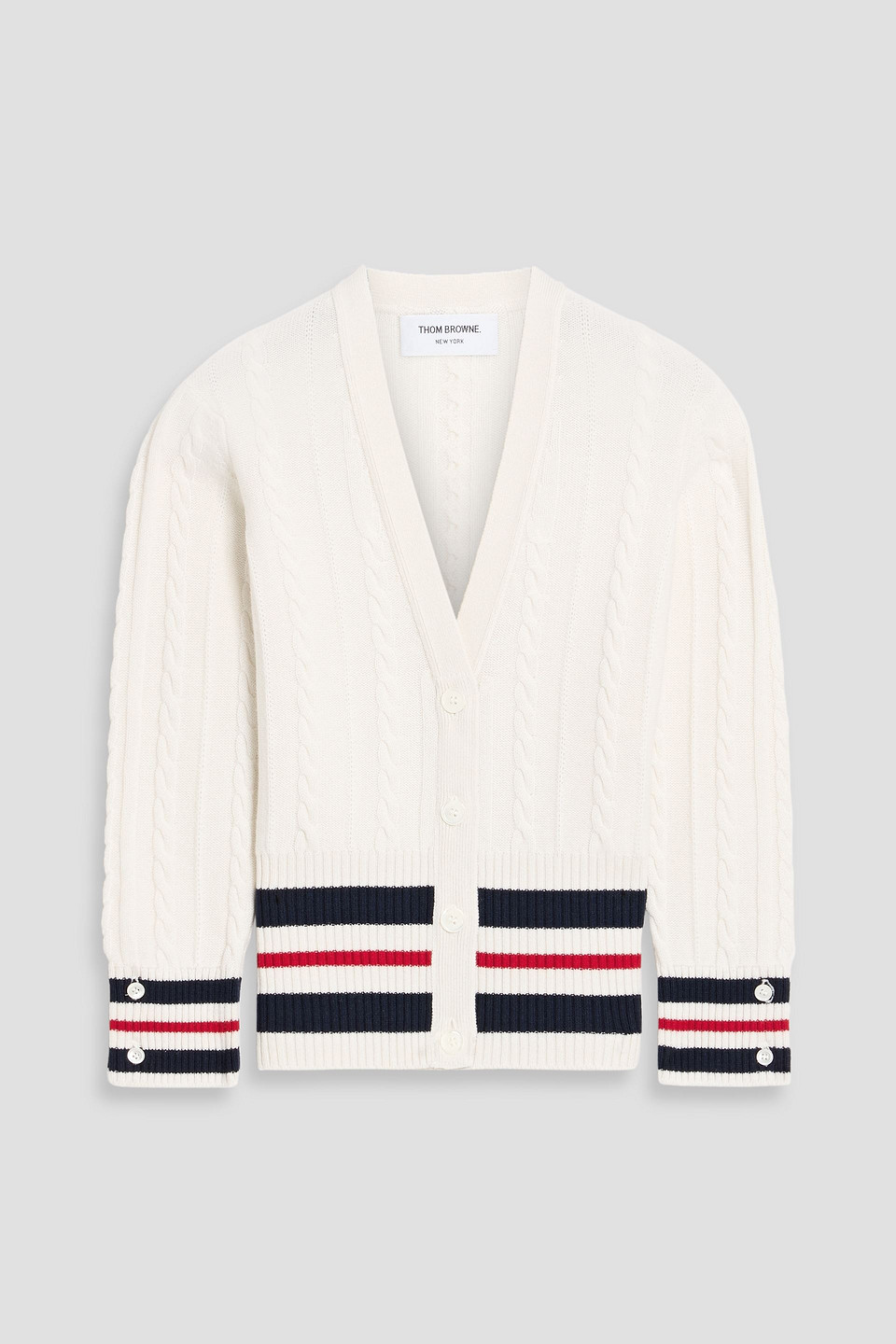 Thom Browne Cable-knit Cashmere Cardigan In White