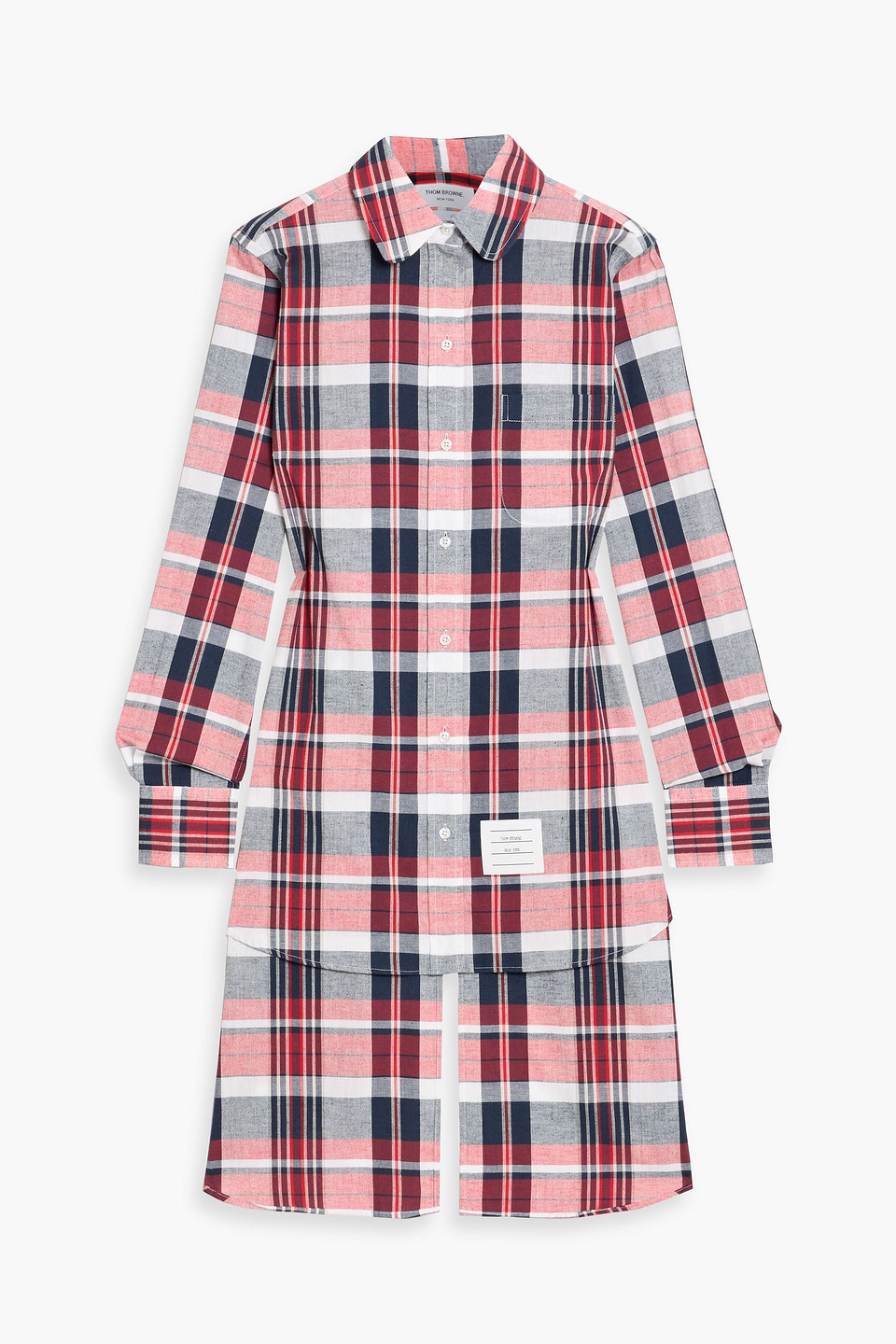 thom browne - checked cotton shirt - red - it 36