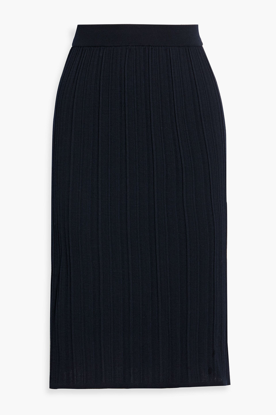 Thom Browne Ribbed Wool Midi Skirt In Blue