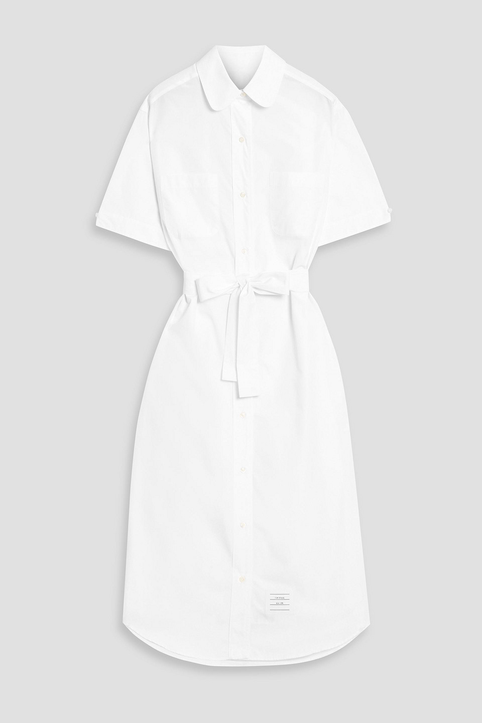 Thom Browne Belted Cotton-poplin Midi Shirt Dress In White