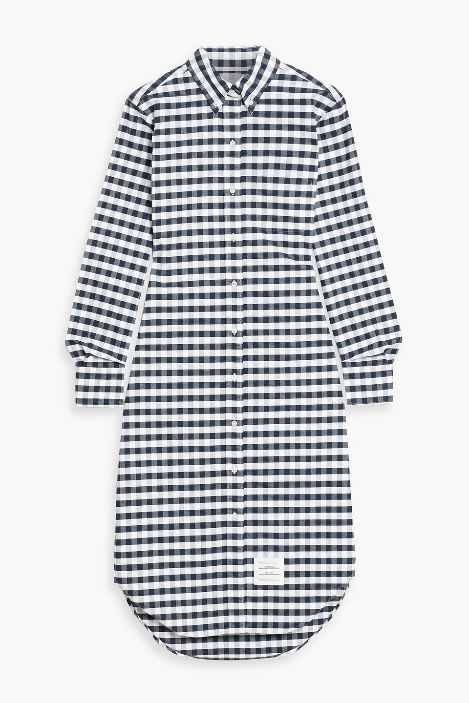 Thom Browne Gingham Cotton Oxford Midi Shirt Dress In Blue