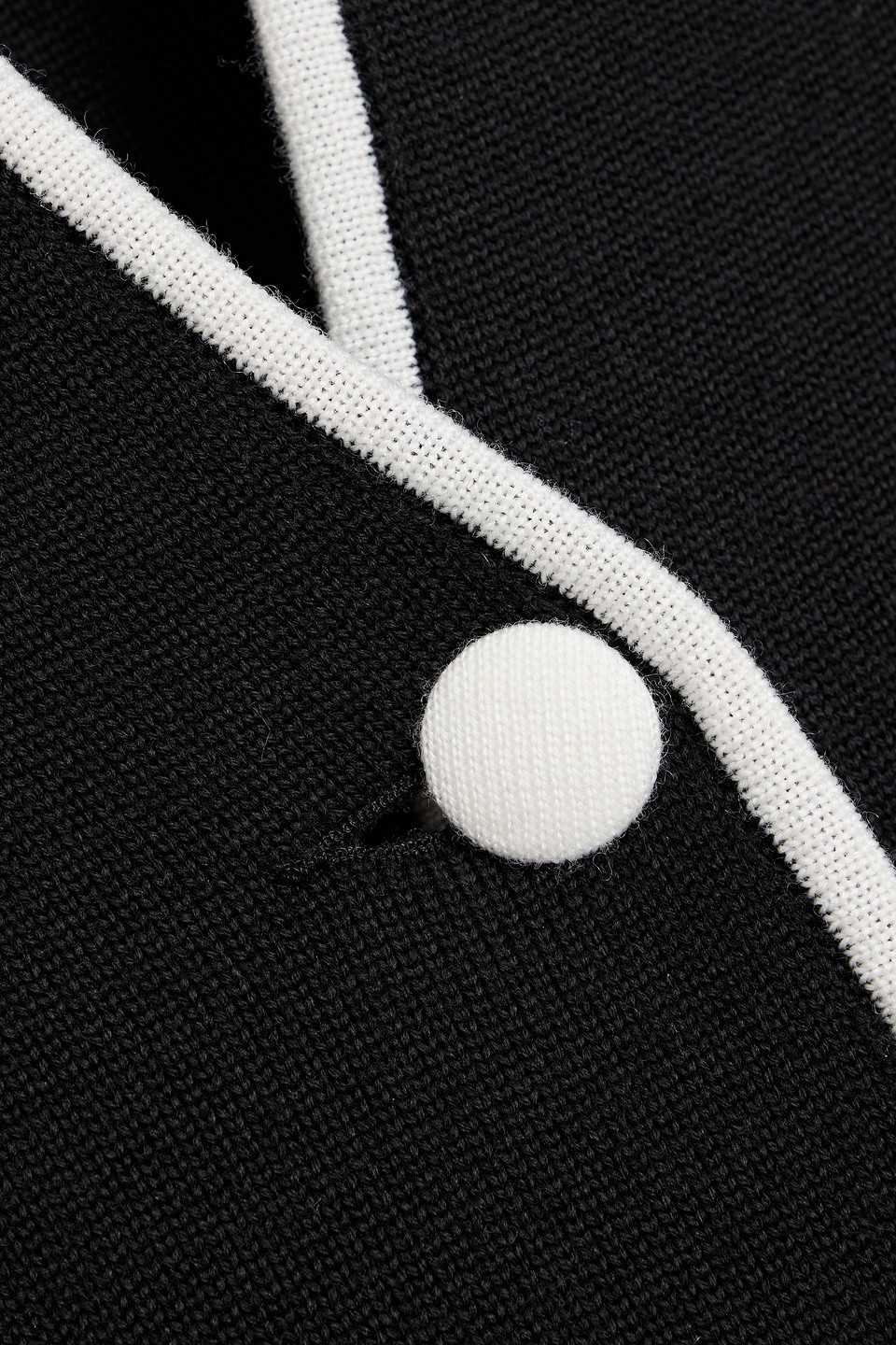 Thom Browne Double Face Merino Wool Tipping Collarless Jacket In Black