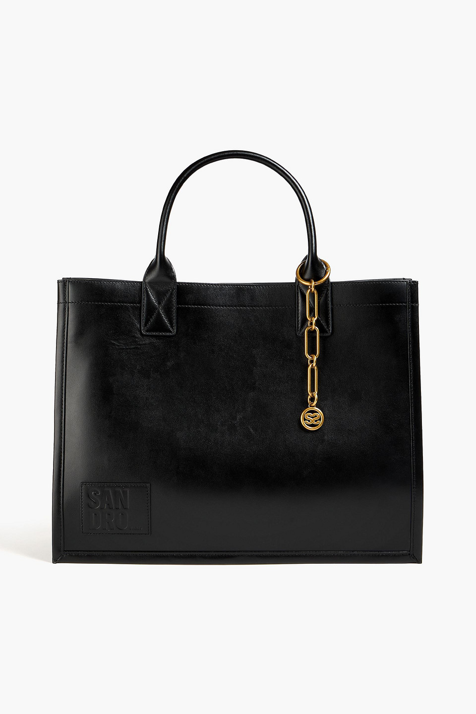 sandro - leather tote - black - onesize