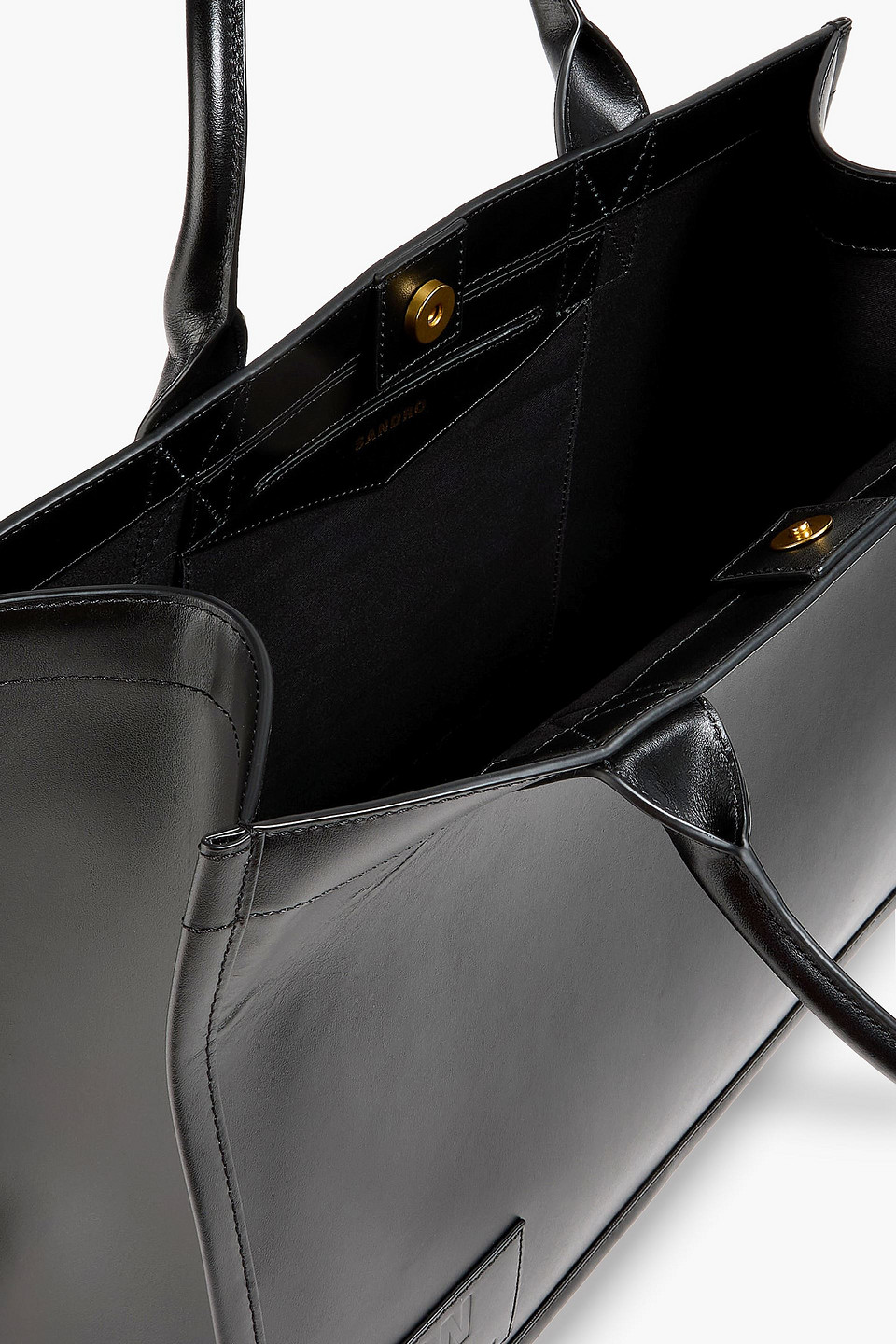 Sandro Leather Tote In Black