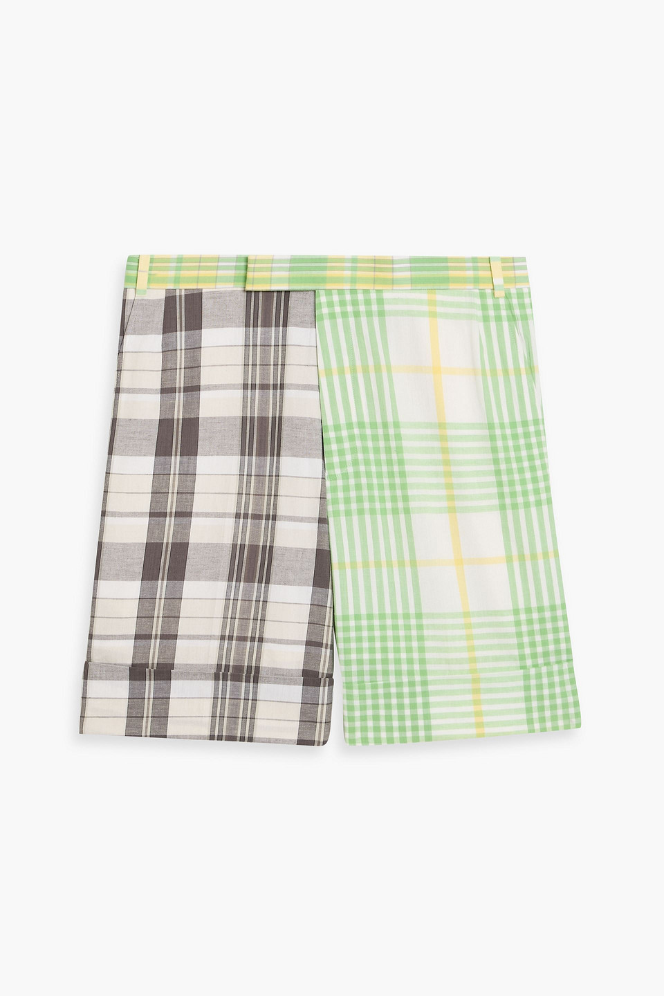 thom browne - checked cotton-tweed shorts - green - 0