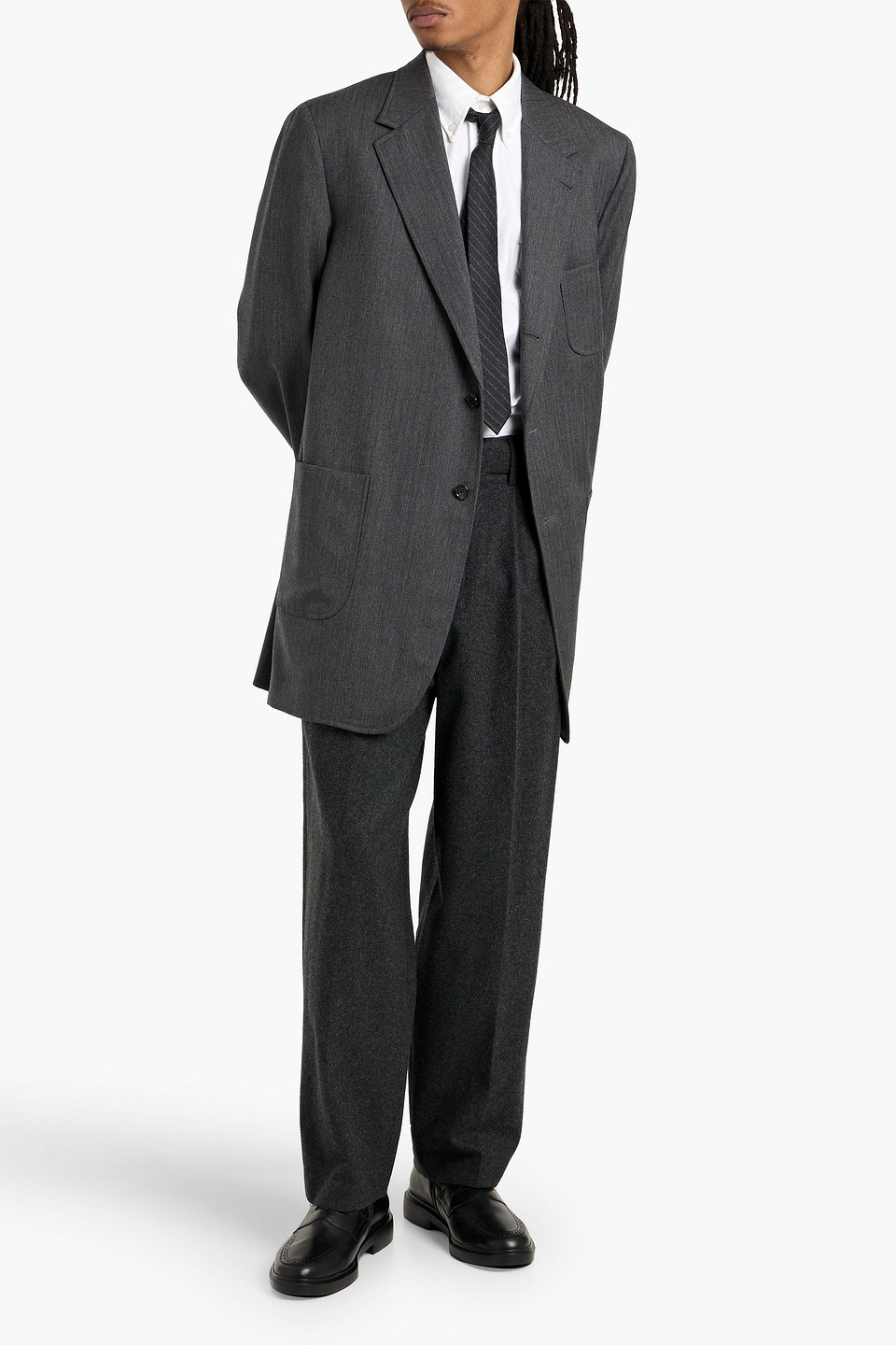 Thom Browne Herringbone Wool Blazer In Gray