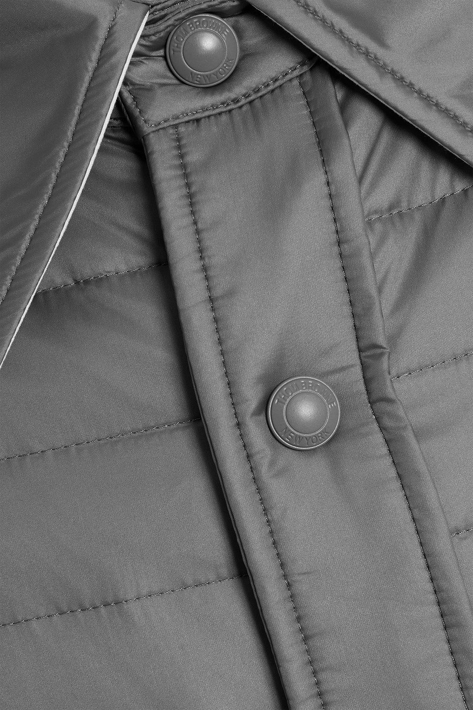 Thom Browne Striped Quilted Shell Down Jacket In Gray