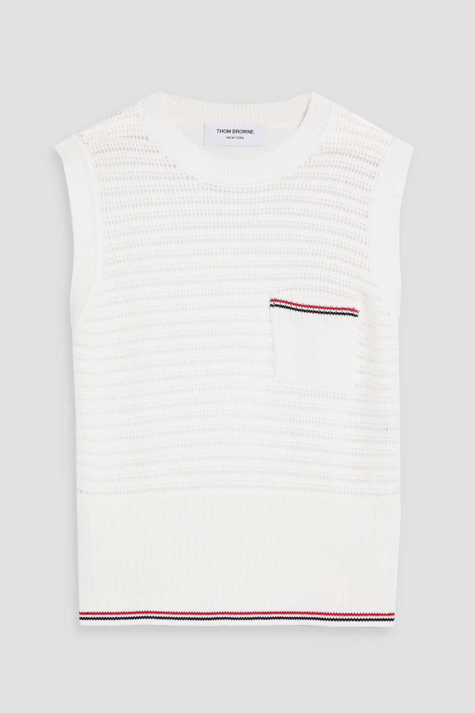 Thom Browne Open-knit Cotton Vest In White