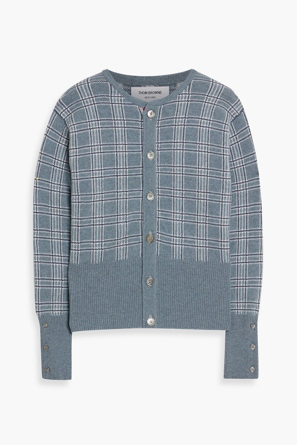 Thom Browne Checked Cashmere Cardigan In Neutral
