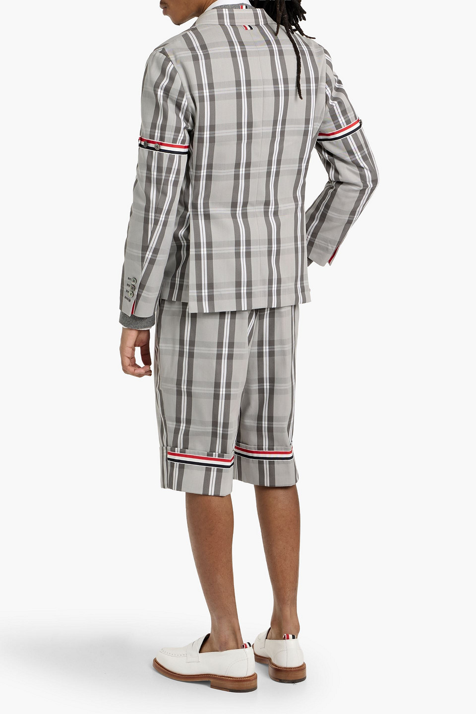 Thom Browne Checked Cotton-twill Blazer In Neutral