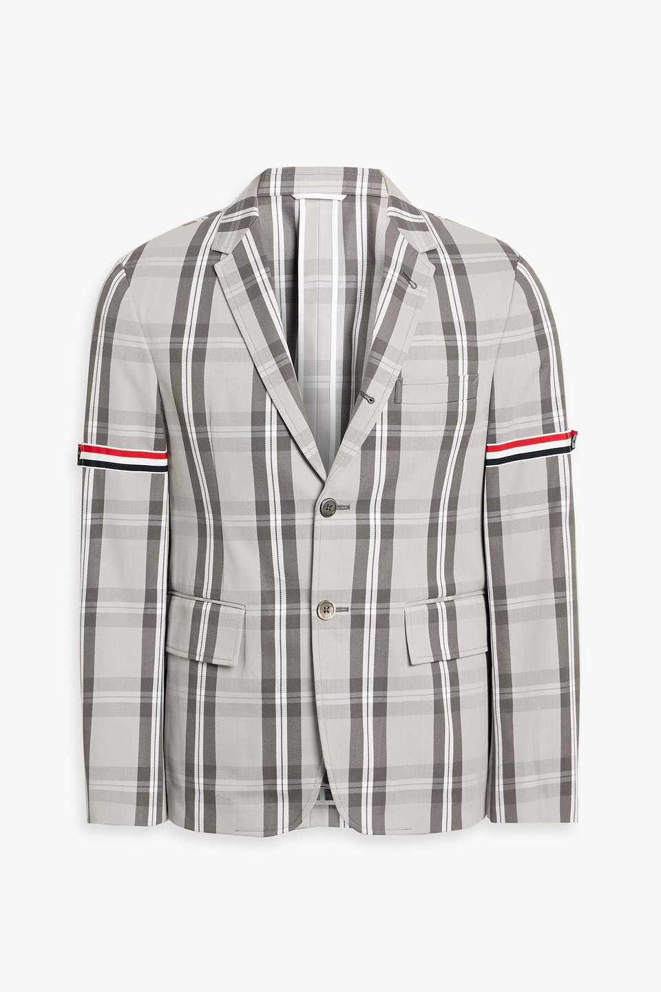 Thom Browne Checked Cotton-twill Blazer In Neutral