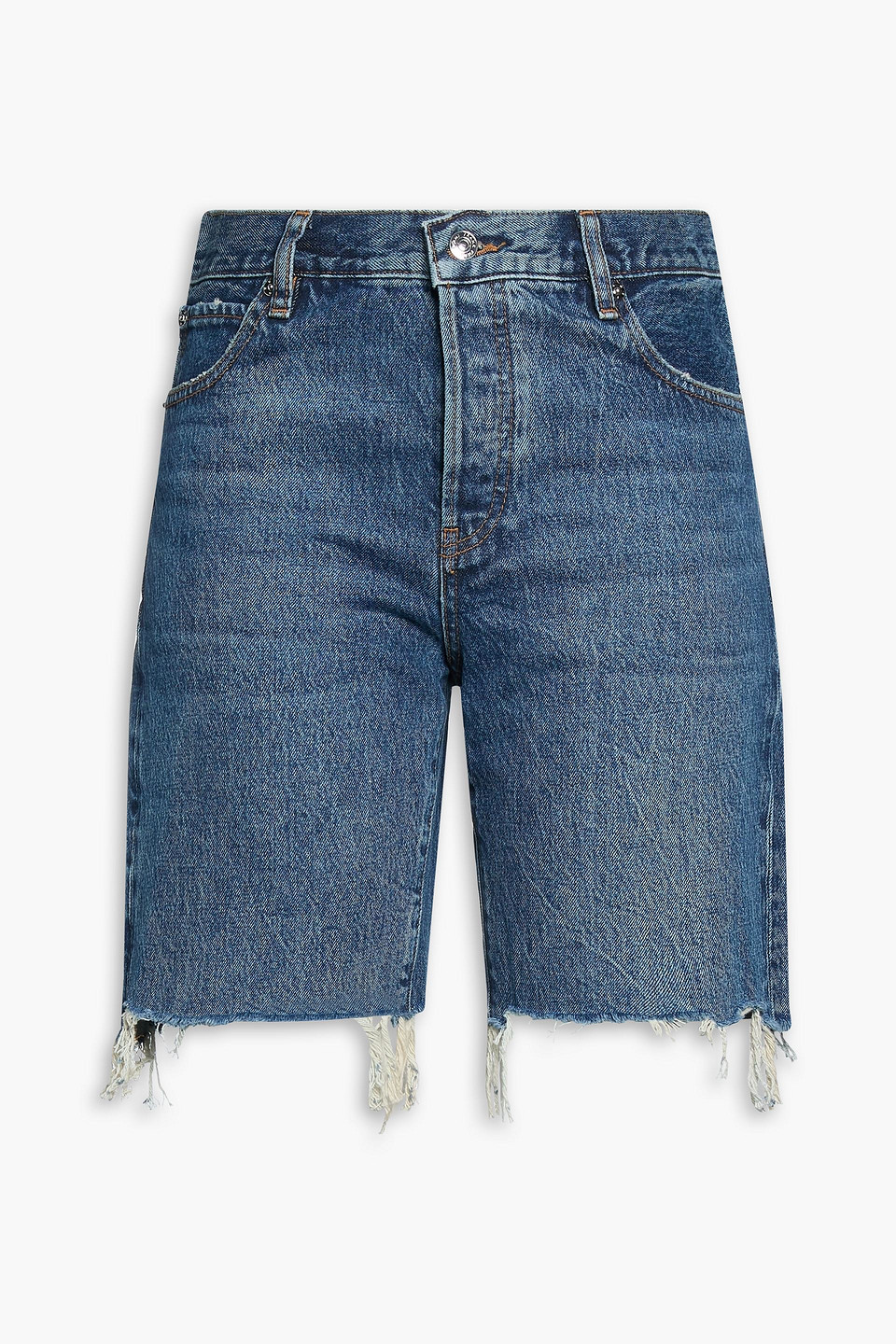 frame - the leisure denim shorts - blue - 23