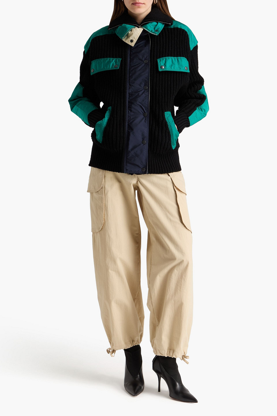  Isabel Marant - Ribbed Wool-blend And Shell Jacket - Black - Fr 36 