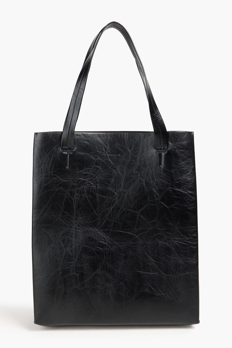 Jil Sander Crinkled Leather Tote In Black