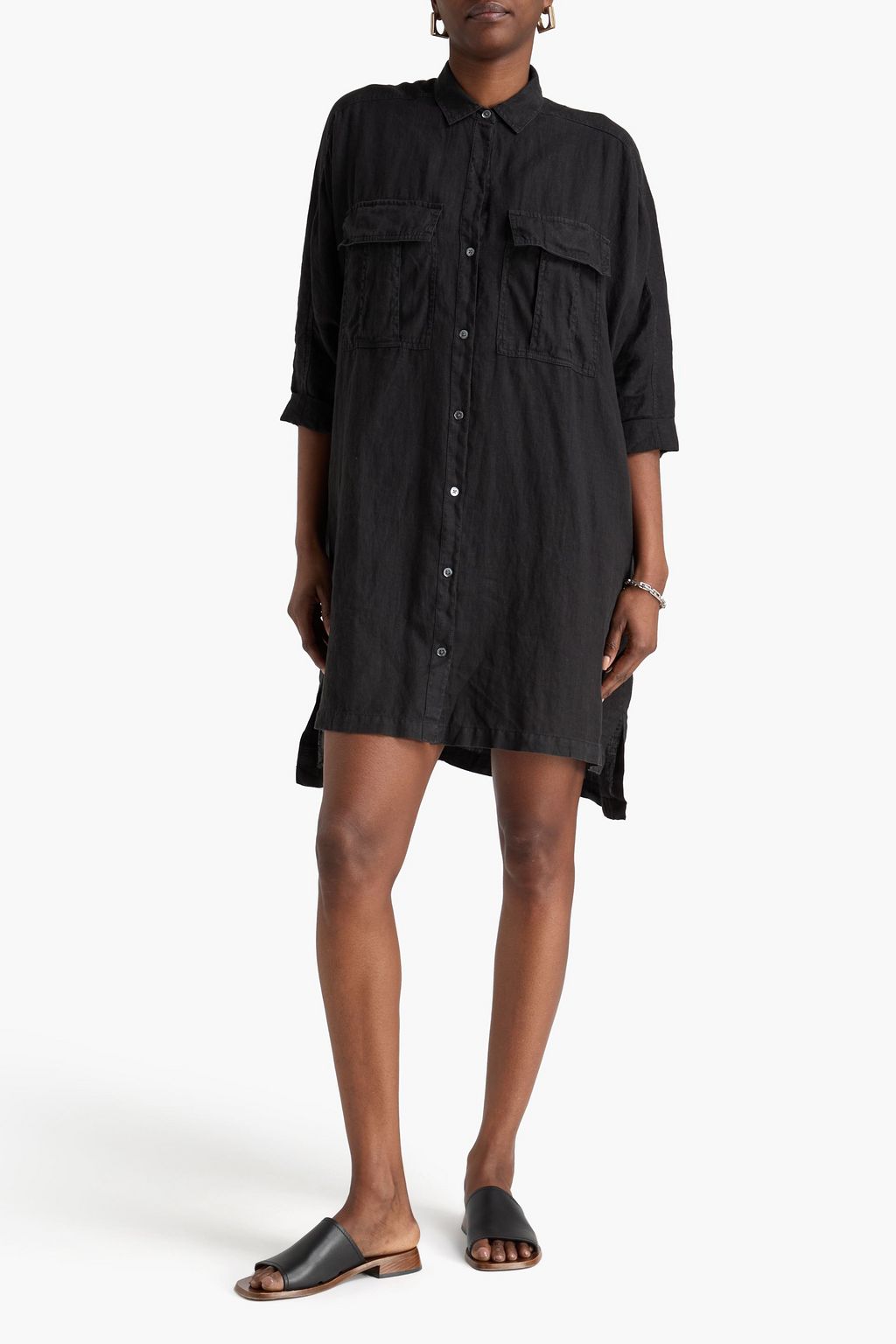 JAMES PERSE Swing linen mini shirt dress | THE OUTNET JAMES PERSE Swing linen mini shirt dress | THE OUTNET