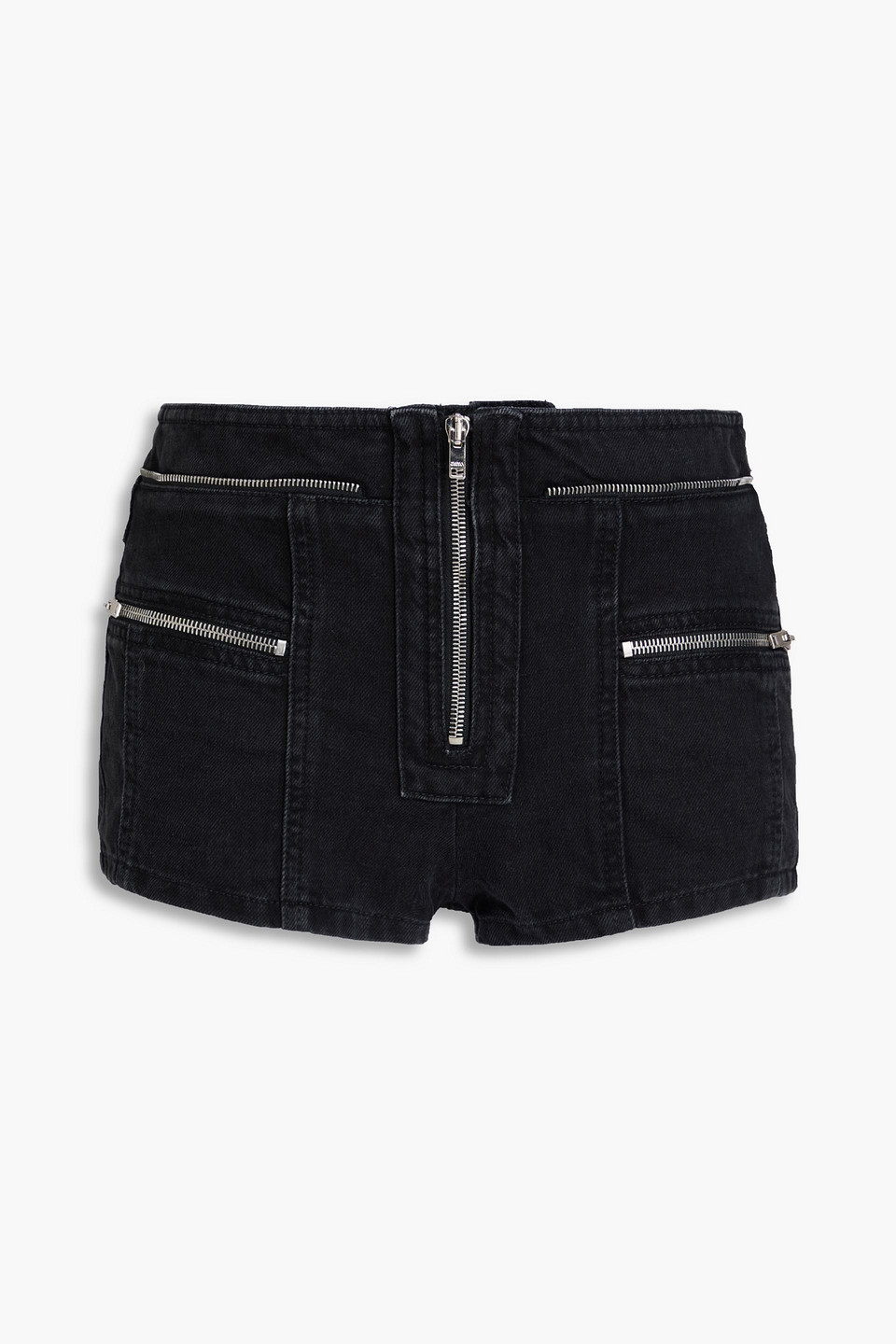 Isabel Marant Lary Plissé Denim Shorts In Black