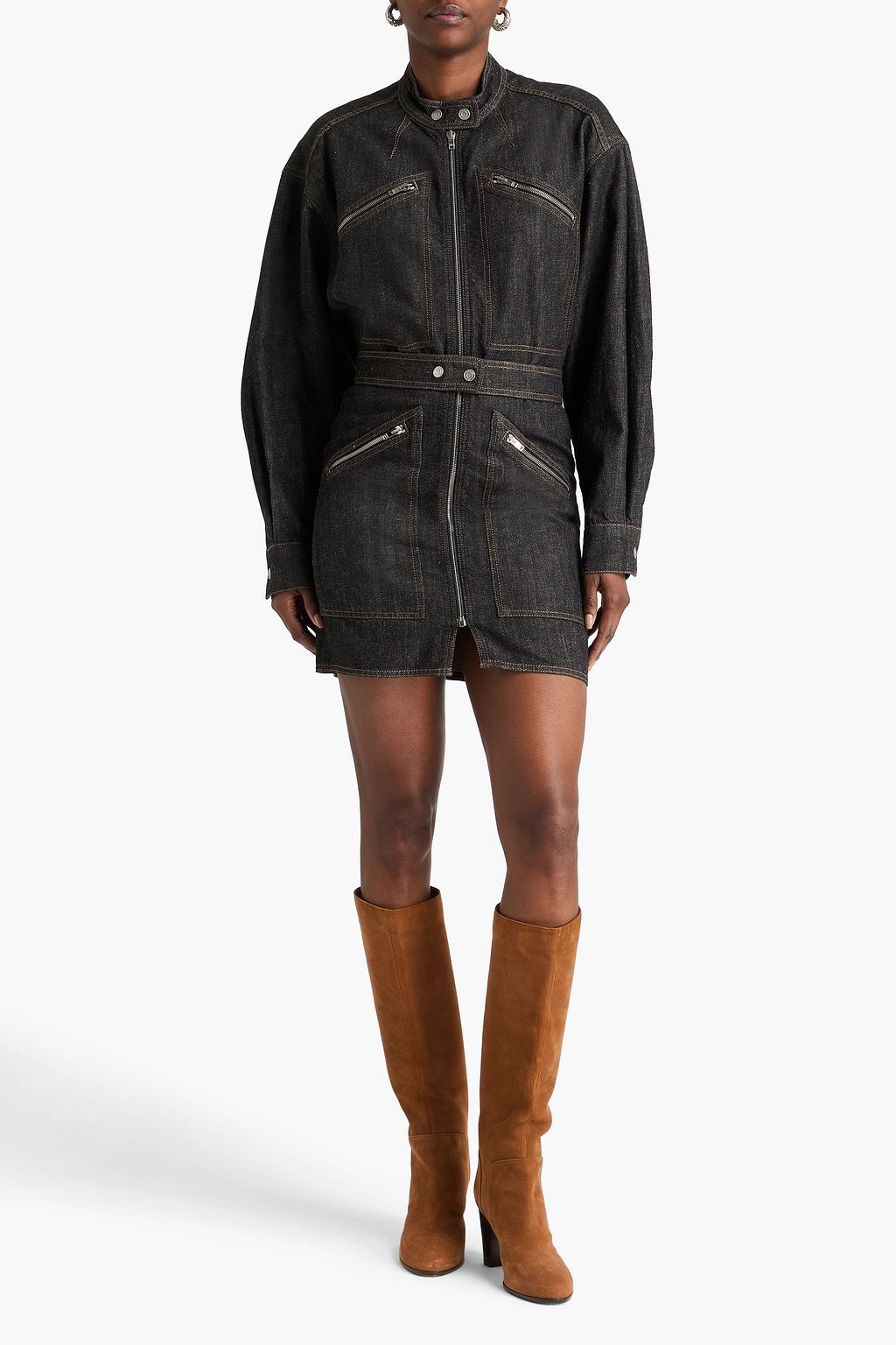 isabel marant shirt dress ISABEL MARANT Fanely cotton and hemp-blend mini shirt dress