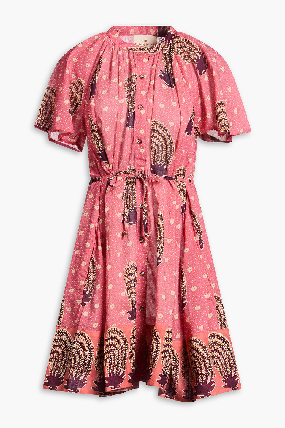 Hannah Sally Printed Cotton Mini Dress In Pink